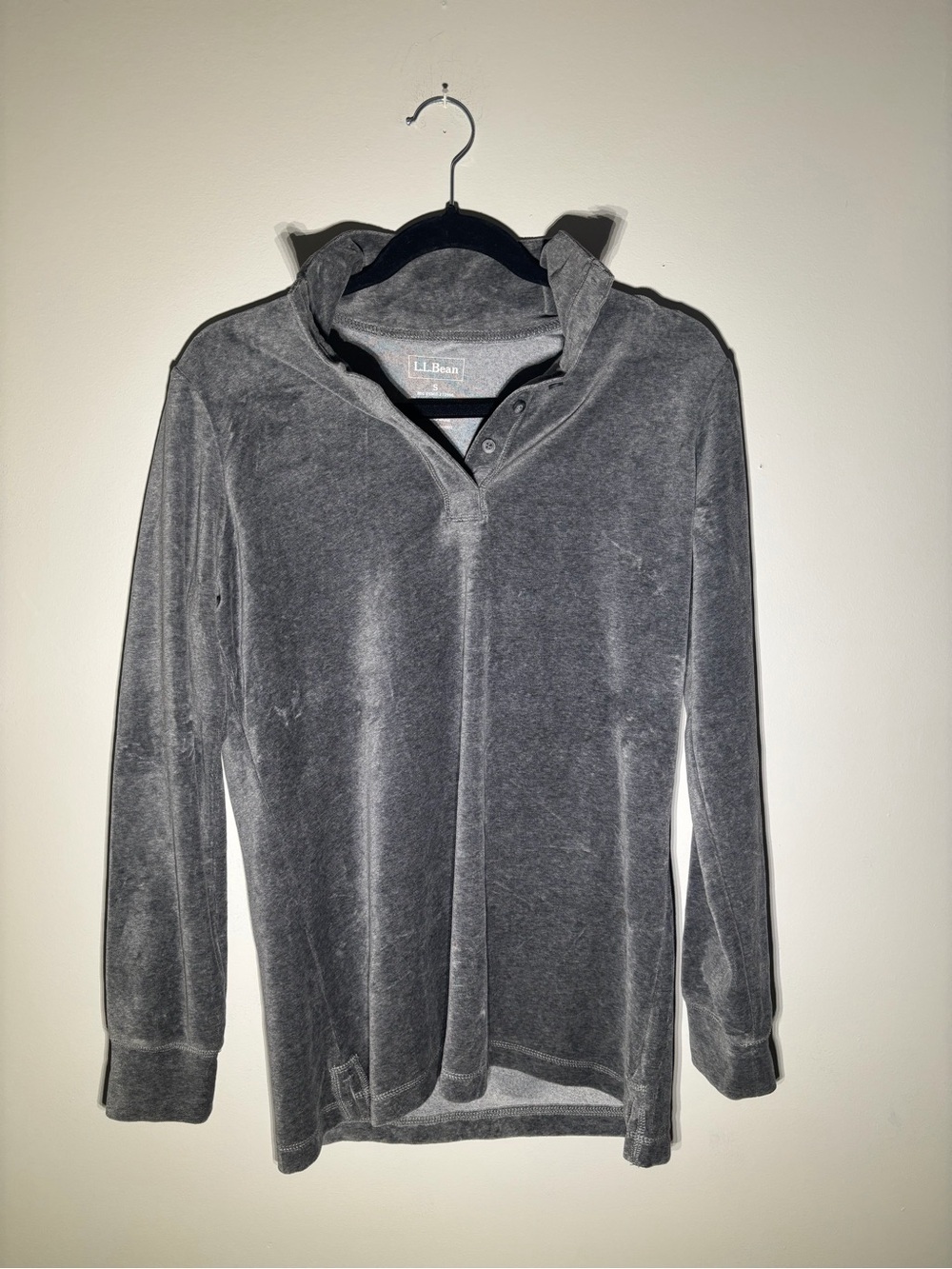 L.L. Bean Men's Gray Velour Zip-Up Pullover